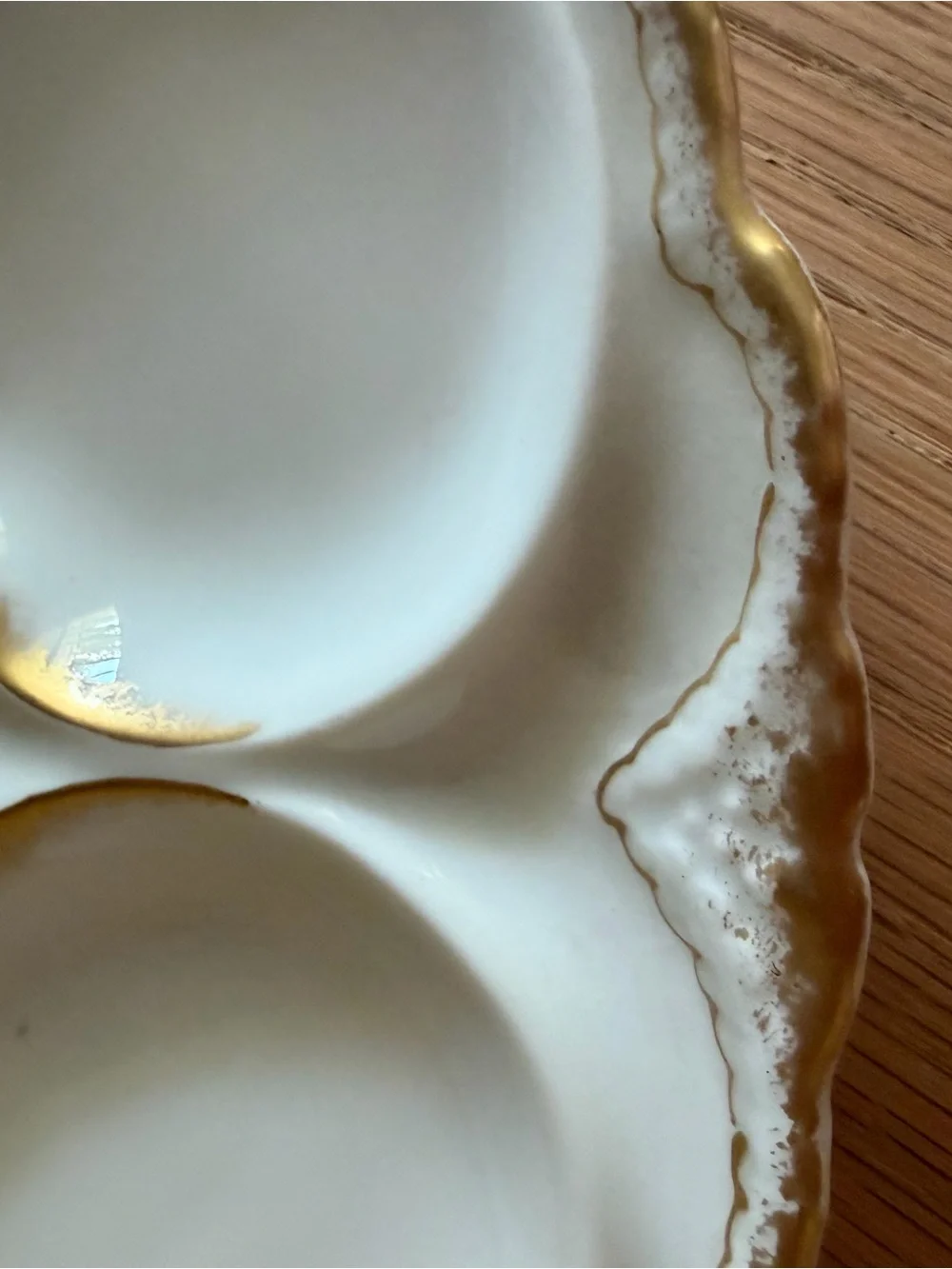 Antique Porcelain Theodore Haviland Ranson White with Gold Trim Oyster Plate